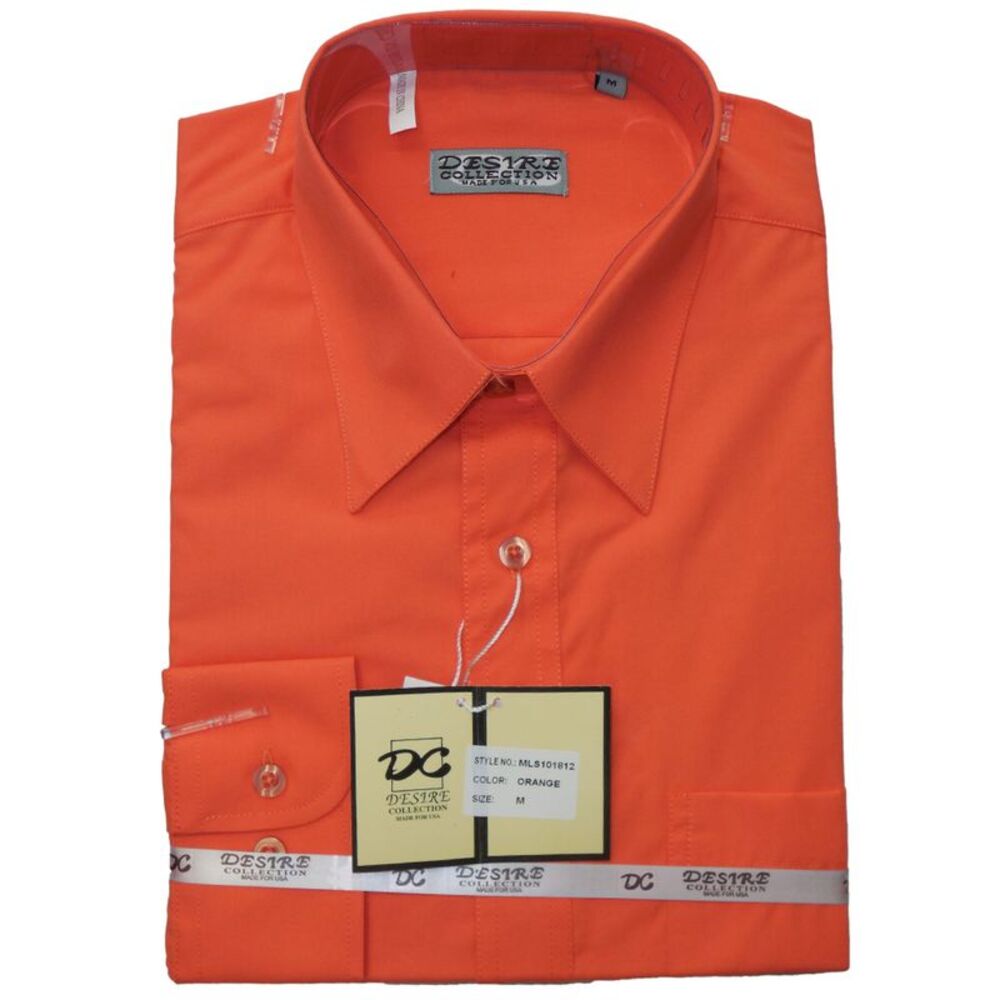 Desire Collection Men's Long Sleeve Classic Fit Pocket Dress Shirt Orange